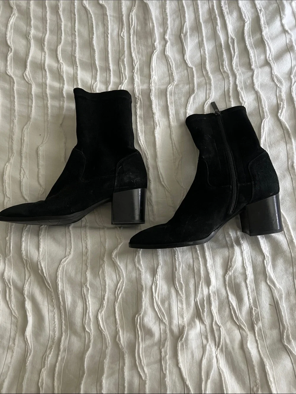 Aquatalia Suede Ankle Boots with Block Heel